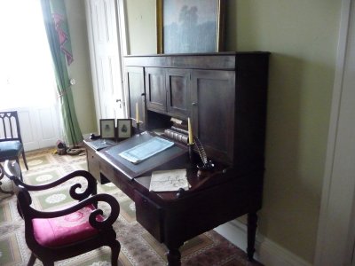 This desk in the upstairs sitting room once belonged to Aaron Burr.