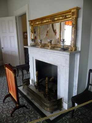 Fireplace and mantel in the Lannuier master bedroom.