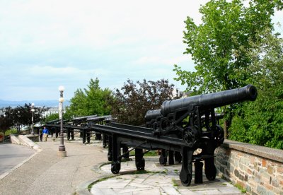 Canons along a rampart.