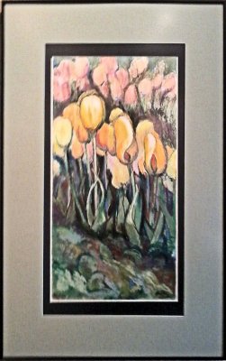 Pink and Yellow Tulips 118I Sale 270 Rent 7.50 18x20 Oil Crayon.jpg