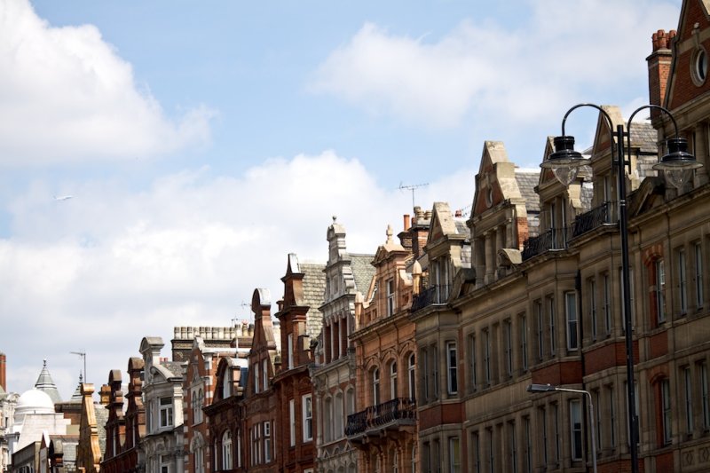 House facades, Brompton Road, London
