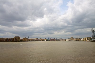 The City (from a distance) from the Canary Wharf Pier, London