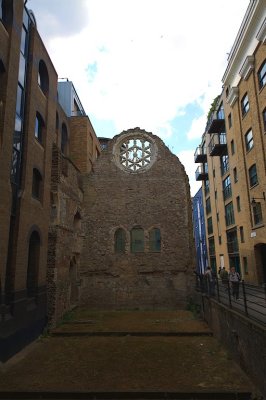 Winchester Palace Rose Window and Clink Street, Southwark, London