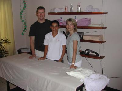 Robin & Chip with Massage Therapist Ligia after Massages