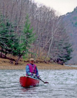 Master of  Pine Creek-Chuck paddles the Old Town