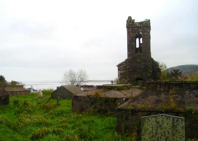 An overgrown graveyard in Cloghane