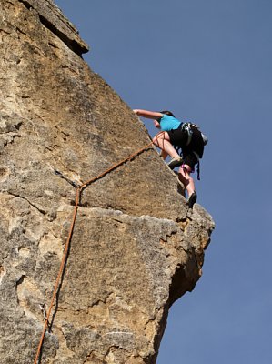 Taylor climbs 'Cryptic' on Headstone Rock - 5.8 (Joshua Tree)