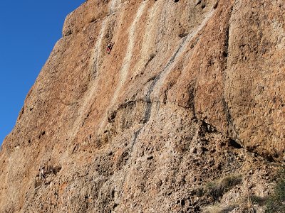 Tim climbs 'Dirty Deeds' - 5.8 (Echo Cliffs)
