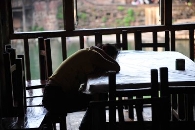 Fenghuang cat nap before the crowds arrive