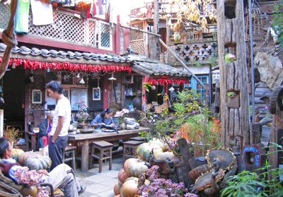 Lijiang - Old Town - shot through a fence. Still don't know what all those veggies and flowers were doing there