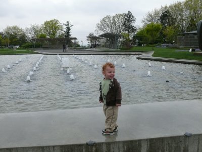 Mason at the water fountain