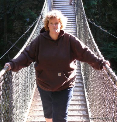 Me, almost in the middle of Lynn Suspension Bridge