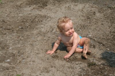Playing in the dirt is fun.