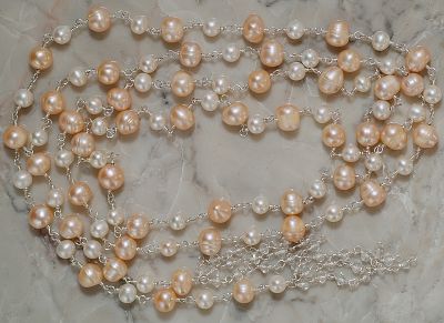 Freshwater pearls -- round and peach potato