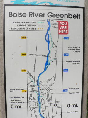 The scenic greenbelt parallels the Boise River