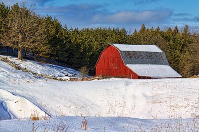 Red Barn In Winter 20120205