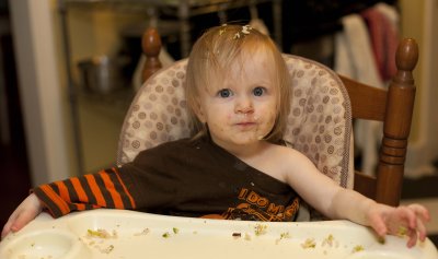 Lucia Feeding Herself Dinner Dec. 23, 2011
