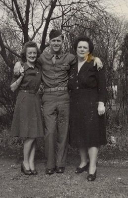 Mack Hall with wife Betty and mother Goldie - 1944-45
