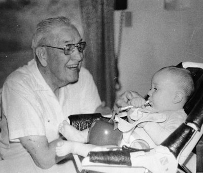 Grandpa Jesse Schoonover with Aaron Hall 1977