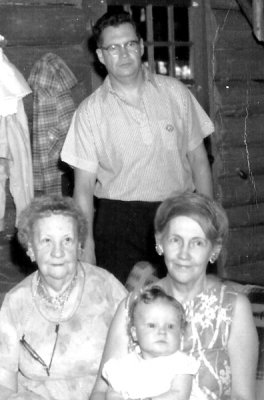 Art Peterson with Nadine Hobbs and his Mother, Jesse Peterson holding