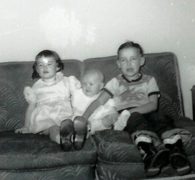 Karen (Peterson) Hall, Sue Ann Peterson, Randy Peterson - About 1955