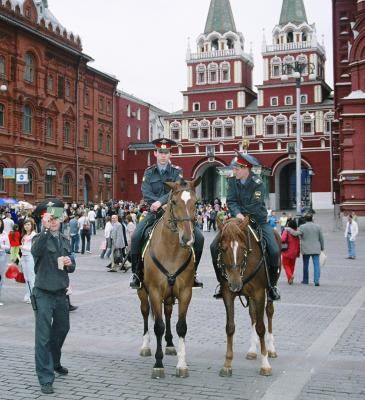 Unhappy Police Having Picture Taken of Them in Red Square