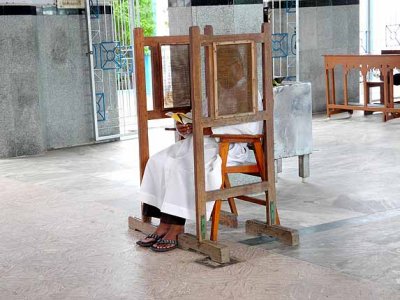 Confessional in Lady of Snows church in Tuticorin.