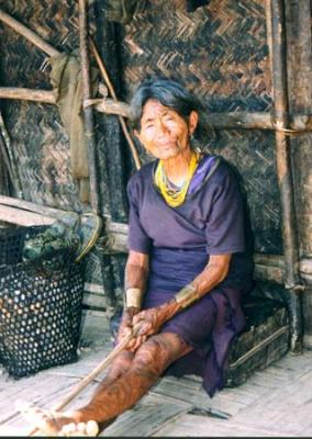 Old Naga lady with tattoos