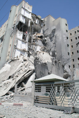 After Bombs Hit - Palestinian Ministry of Planning Building in Gaza