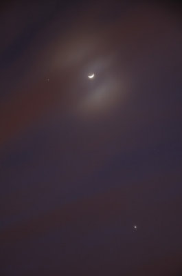 Bright Triangle of Jupiter, Crescent Moon and Venus