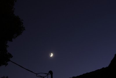 The Crescent Moon, Mars, Saturn and Spica
