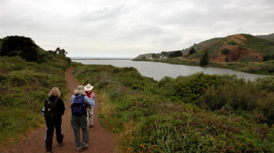 After lunch - Hiking along the Rodeo Lagoon
