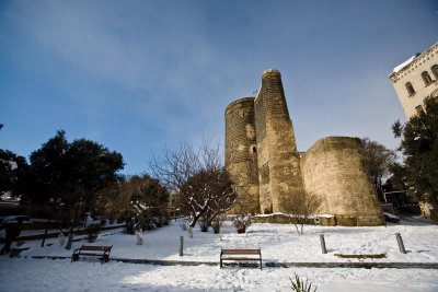 Maidens Tower in the snow