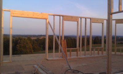 The front wall of the top room