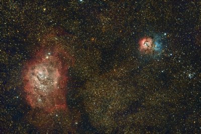 Messier 8, 20, & 21:  Lagoon, Trifid and Open Cluster