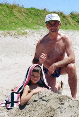 On the beach with Carl, 1996