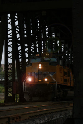 train on the steel bridge