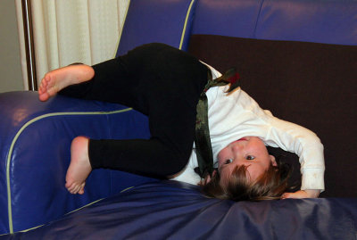 Summersault on the blue couch