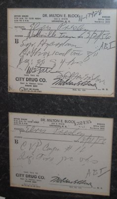 This is a copy of the prescription made by my friend Beryl's father.
He treated Elvis Presley when he came through Lexington in March of 56.
What was he treated for you ask ?   Sore throat !
I wonder where the original is !!