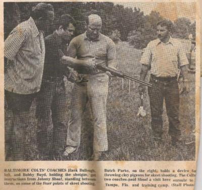 July 19th 1972 Dispatch. My late uncle Johnny Shoaf ( 2cd from left ) hangs out with his friend Butch Parks (extreme right) and some coaches of the Baltimore Colts football team.
My family loved guns and my uncle was a big fan of the Baltimore Colts