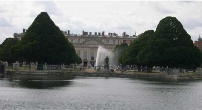 View across the long water towards Hampton Court itself