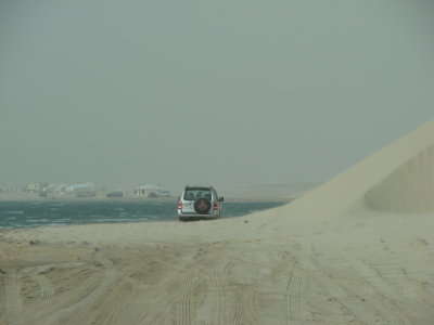 crossing narrow beach