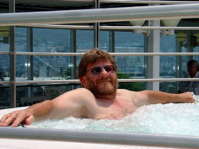 Howie in the hot tub