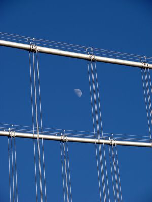 Moon through the Bridge cables