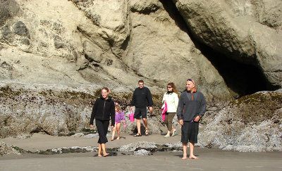 Kids emerging from the cave