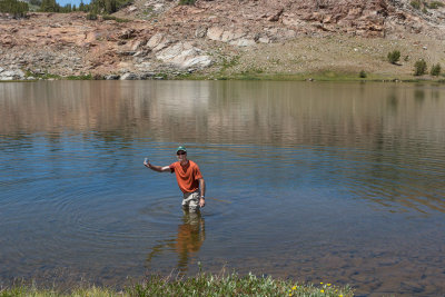 Bill, going into the lake after beer