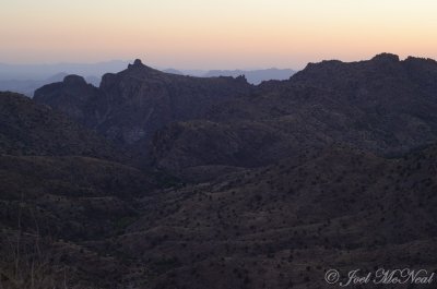Catalina Mountains overlook at dusk