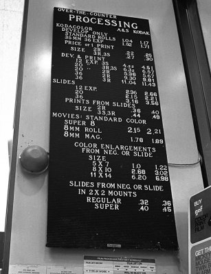 A&S film processing prices - 1971