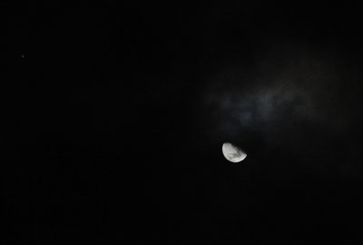 Jupiter & the moon (in the clouds)