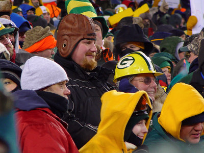 Fans brave the sub-zero temperatures at Lambeau Field.